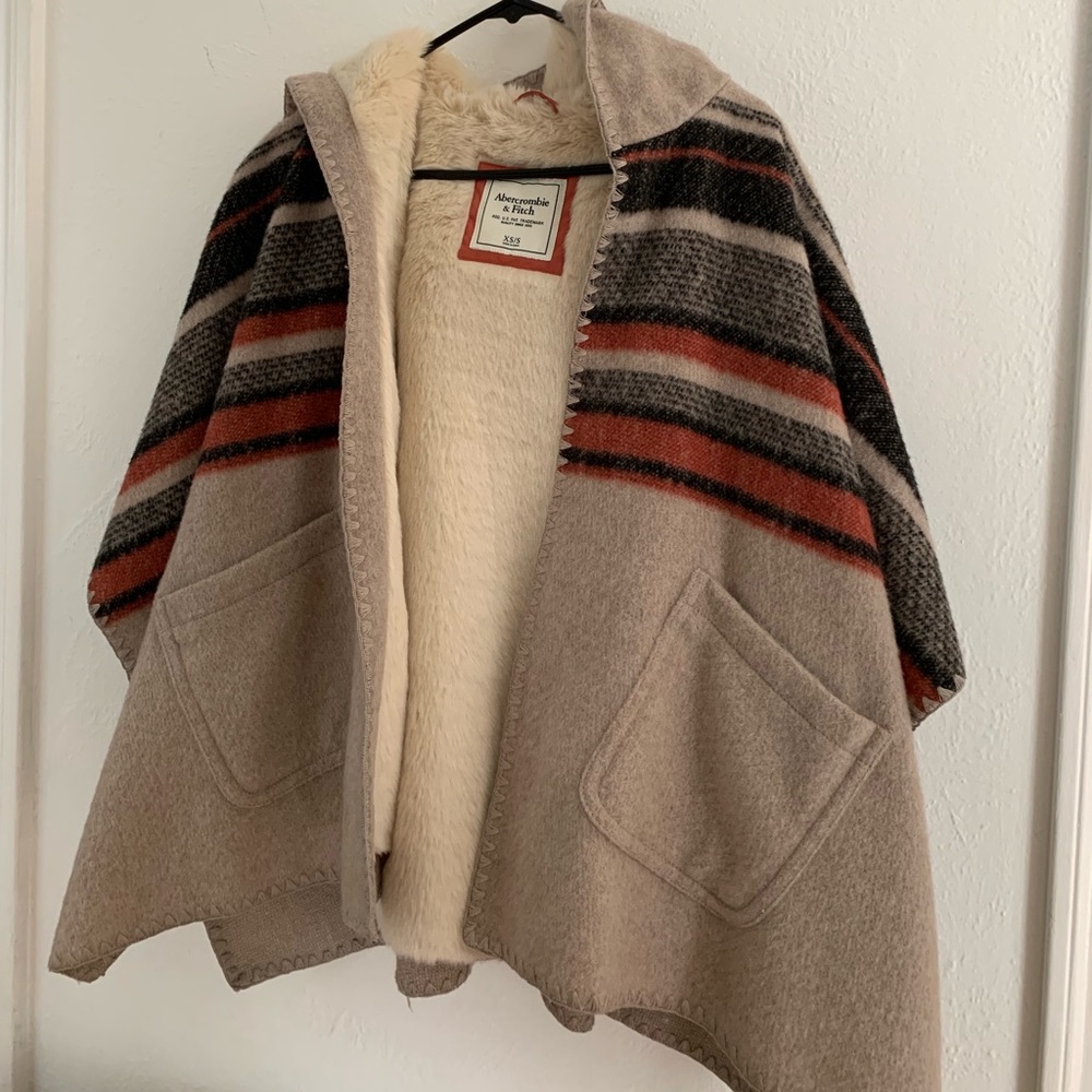 Abercrombie Navajo wool hooded poncho
